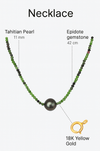 Collar Perla de Tahiti 11 mm y Epidote Piedras Preciosas con Cierre Oro 18K - MIMUKA