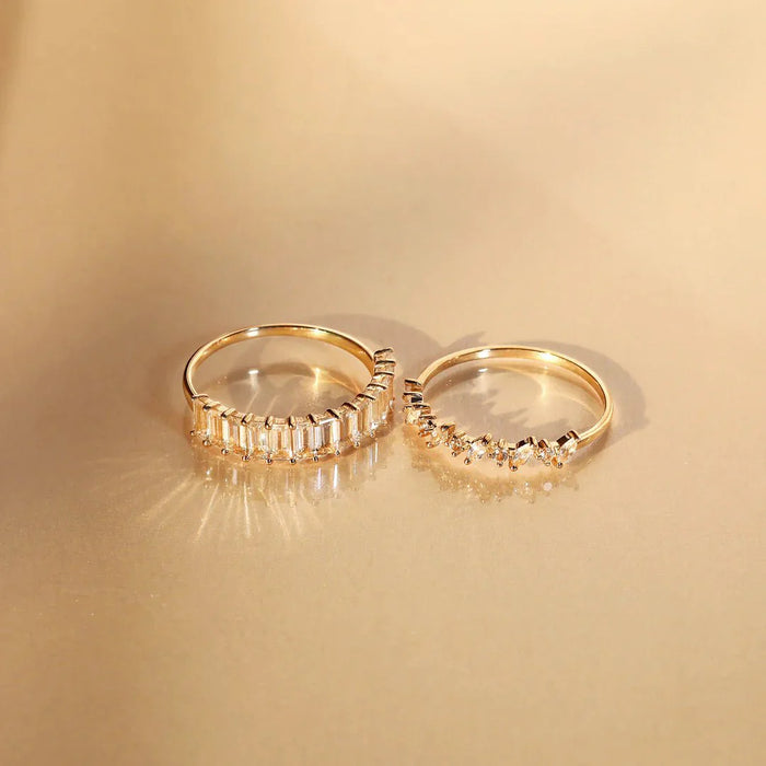 CRYSTAL Ring of 9K gold and White Topaz Baguettes - MIMUKA