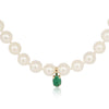 Cultured Pearl Necklace with Natural Emerald and 18K Gold – Handcrafted in Spain – 45 cm - MIMUKA