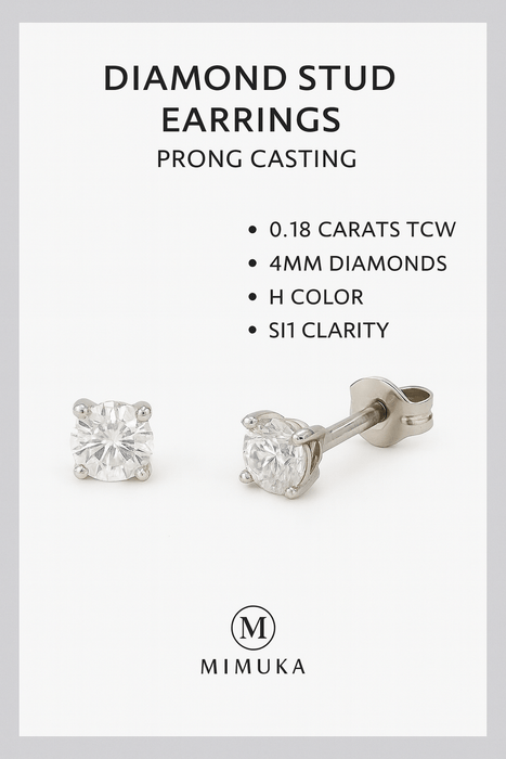 Diamond Stud Earrings 4mm – 18K White Gold - MIMUKA