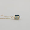 Elegant London Blue Topaz Pendant in 18K Yellow Gold with Adjustable Gold Chain - MIMUKA