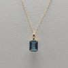 Elegant London Blue Topaz Pendant in 18K Yellow Gold with Adjustable Gold Chain - MIMUKA
