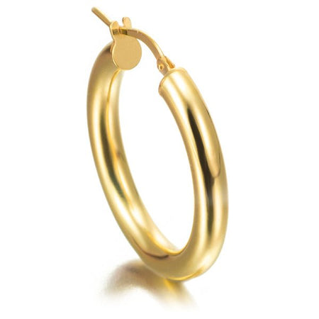 Hoop Earrings in Silver Gold Plated 28 x 25 mm Oval Shape - MIMUKA