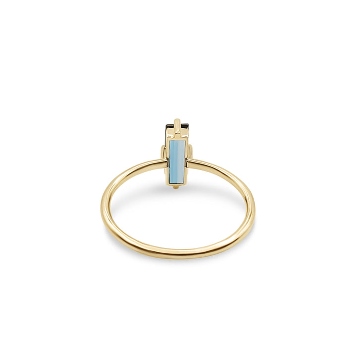 London Blue Precious Stone Baguette 9 x 7 Yellow Gold Ring 14K - MIMUKA