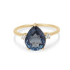 London Blue Teardrop 10 x 8 mm 3.5 Carats Yellow Gold 14K Ring - MIMUKA