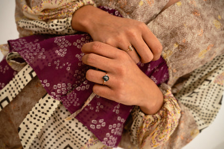 London Blue Teardrop 10 x 8 mm 3.5 Carats Yellow Gold 14K Ring - MIMUKA