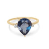 London Blue Teardrop 10 x 8 mm 3.5 Carats Yellow Gold 14K Ring - MIMUKA