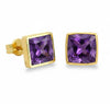 Mimuka Jewels 18K Yellow Gold Carré Amethyst Stud Earrings - MIMUKA