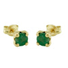 Mimuka Jewels 18K Yellow Gold Emerald Stud Earrings – 4mm Round Natural Emeralds - MIMUKA