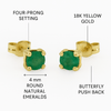 Mimuka Jewels 18K Yellow Gold Emerald Stud Earrings – 4mm Round Natural Emeralds - MIMUKA