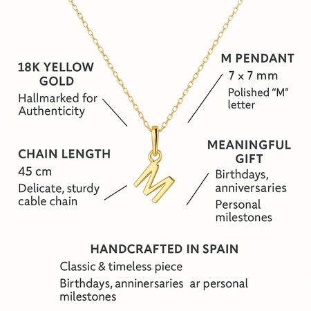 MIMUKA Jewels – 18K Yellow Gold “M” Pendant Necklace - MIMUKA