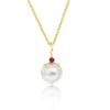 Pendant Necklace Cultured Pearl, Rubi Precious Stone, 18K Yellow Gold - MIMUKA
