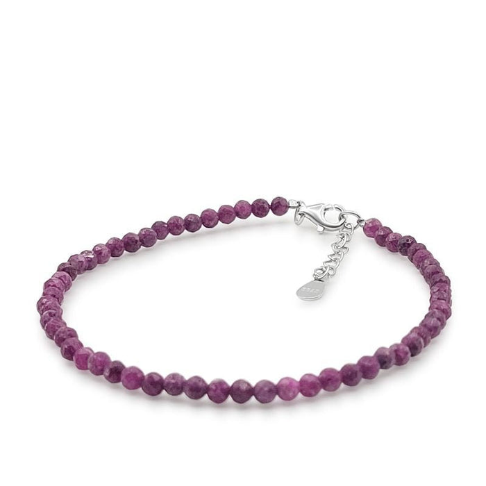 Pulsera de Piedras Preciosas Rubí, Zafiro, Esmeralda y Amatista, 3 mm ,ajustable, Cierre de Mosquetón - MIMUKA