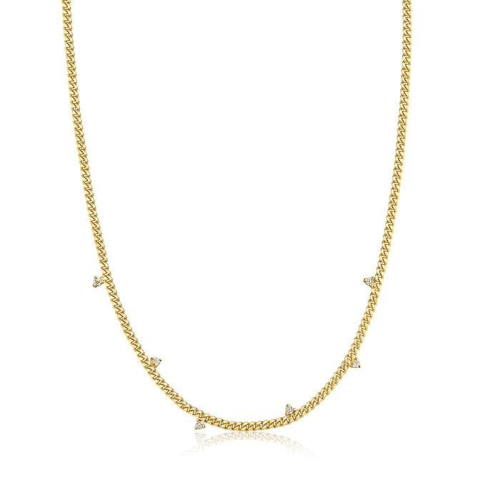 STELLAR Necklace 14K Yellow Gold Gold Silver Designed with White Zircon and High Shine - MIMUKA