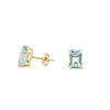 Yellow Gold Earrings 18K Precious Stones Sky Blue Topaz weight 2.5 carats cut emerald/octagonal 7 x 5 mm - MIMUKA
