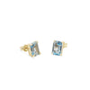 Yellow Gold Earrings 18K Precious Stones Sky Blue Topaz weight 2.5 carats cut emerald/octagonal 7 x 5 mm - MIMUKA