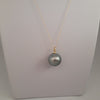 Pendant of Tahiti Pearl 13 mm Round, 18 Karat Solid Gold |  The South Sea Pearl |  The South Sea Pearl