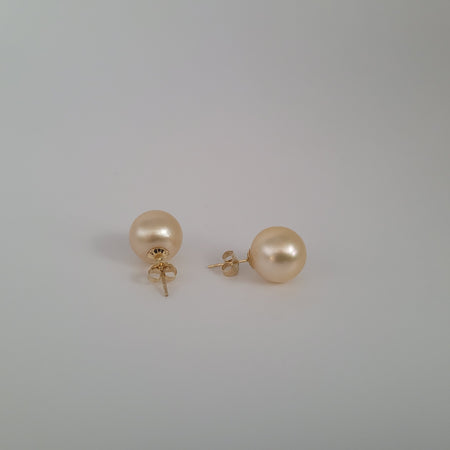 Golden South Sea Pearls Stud Earrings 11 mm 18 Karat Gold |  The South Sea Pearl |  The South Sea Pearl