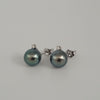 Tahiti Pearl Earrings 9-10 mm,  Natural Diamonds & 18K White Gold |  The South Sea Pearl |  The South Sea Pearl