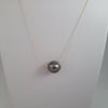 Tahiti Pearl 12 mm AAA 18K Gold floating  Pendant Necklace |  The South Sea Pearl |  The South Sea Pearl