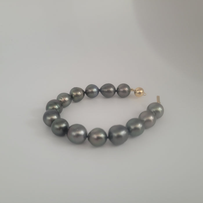 Tahiti Pearls 11-12  mm Dark Color Bracelet |  The South Sea Pearl |  The South Sea Pearl