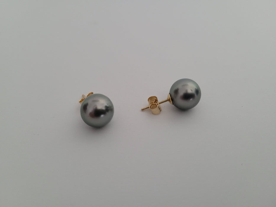 Beautiful Tahitian Pearl Earrings, Manufactured in 18K Yellow Gold & 925 mls Sterling Silver - Only at  The South Sea Pearl