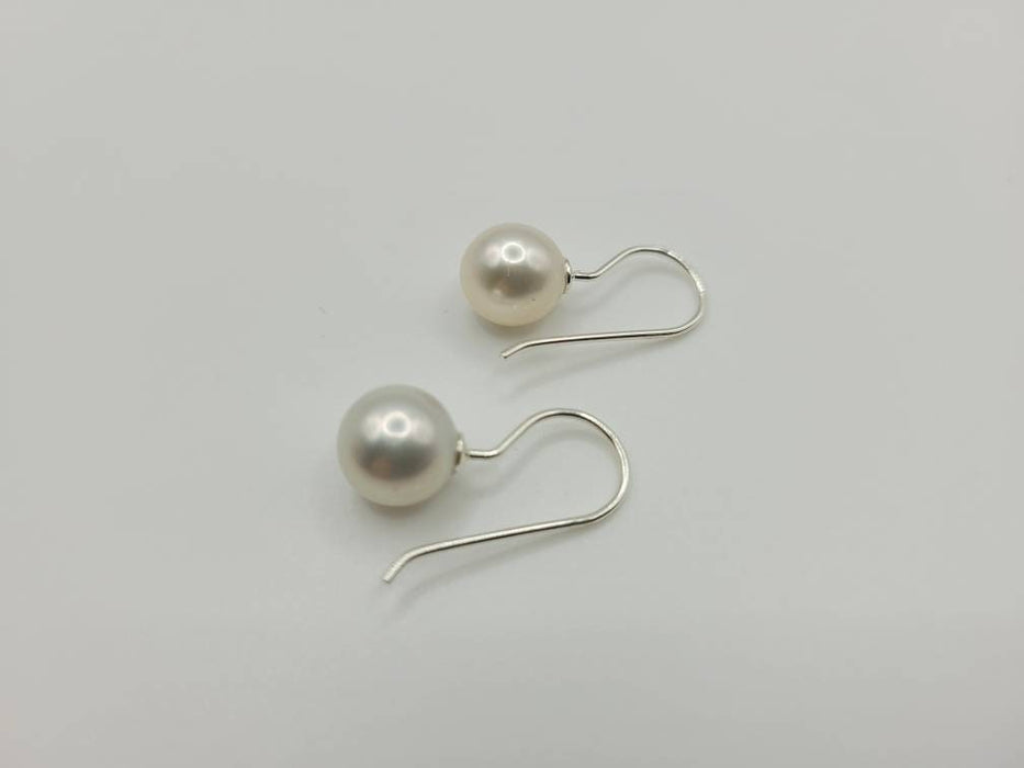 Dangle Pearl Earrings - White South Sea Pearls 9 mm Earring, White Natural Color and High Luster - French Hook Earrings - Only at  The South Sea Pearl