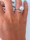 Adjustable Pearl Ring for Woman, White South Sea Pearl, Round 9 mm - Adjustable to all sizes White South Sea Pearl Ring -The South Sea Pearl
