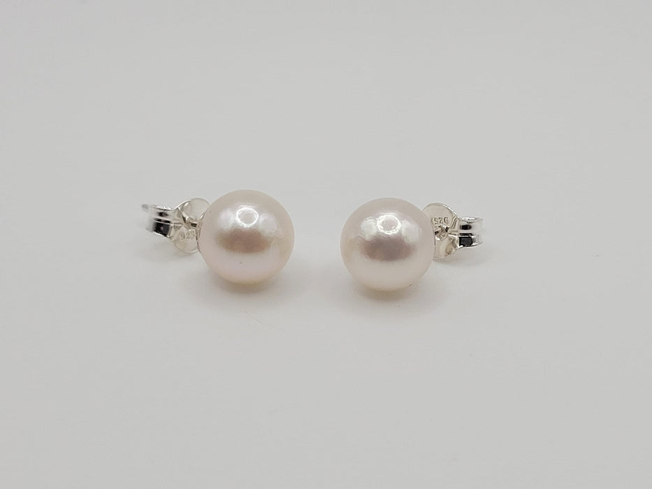 Akoya Pearl Earrings in 925 Sterling Silver - Sizes range from 7 to 9mm -  The South Sea Pearl