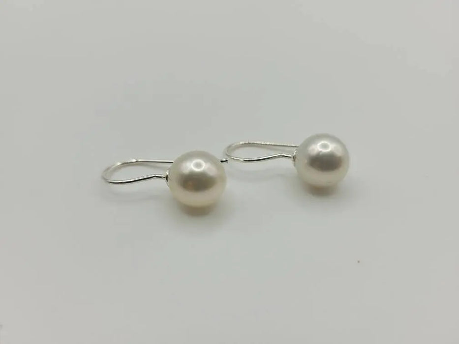 Dangle Pearl Earrings - White South Sea Pearls 9 mm Earring, White Natural Color and High Luster - French Hook Earrings - Only at  The South Sea Pearl