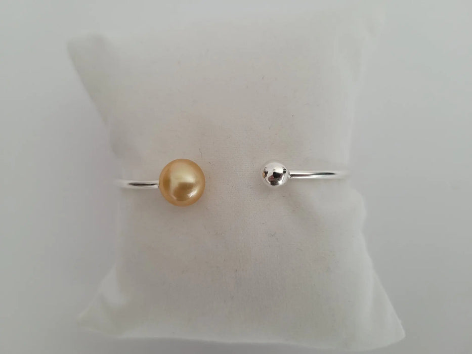 Stackable Pearl Bracelets, with 9-10mm Tahitian and South Sea Pearls - 925 Sterling Silver Adaptable Bangle - The South Sea Pearl