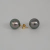 Tahiti Pearl Earrings Stud 9 mm AAA Quality and 18 Karat Solid gold |  The South Sea Pearl |  The South Sea Pearl