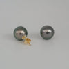 Tahiti Pearl Earrings Stud 9 mm AAA Quality and 18 Karat Solid gold |  The South Sea Pearl |  The South Sea Pearl