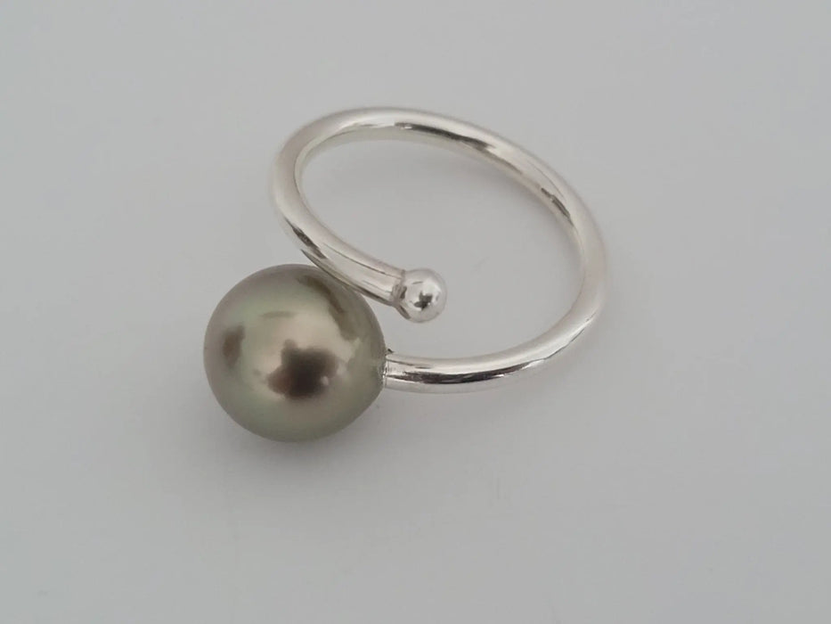 Tahiti Pearl Ring 10 mm Round Natural Color AAA Quality | The South Sea Pearl |  The South Sea Pearl