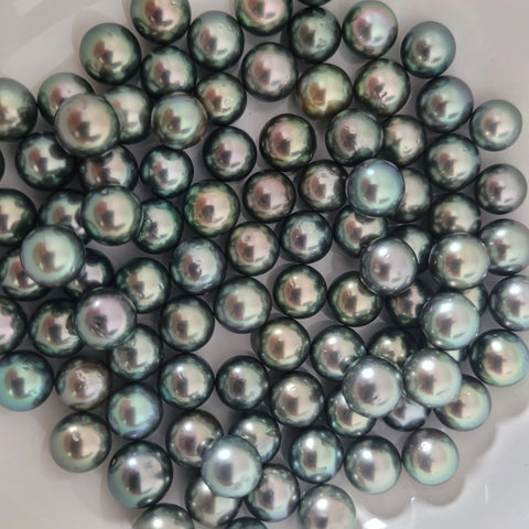 Loose dark Tahitian cultured pearls 7-8mm round (Pinctada margaritifera) — The South Sea Pearl