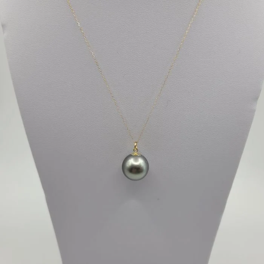 Tahitian Pearl Pendant Large 13.75 mm Round AAA Quality 18K Solid Gold -  The South Sea Pearl