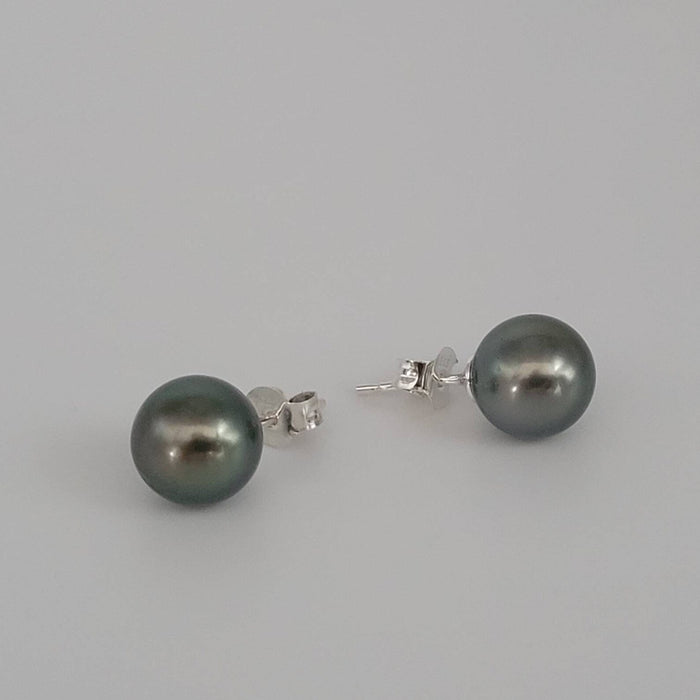 Tahitian Pearl Earrings in 925 Sterling Silver - Sizes from 9-11mm | The South Sea Pearl |  The South Sea Pearl