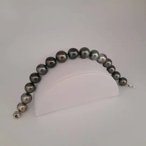 Dark Tahitian cultured pearl bracelet 10-12mm in 18K White Gold (Pinctada margaritifera) — The South Sea Pearl